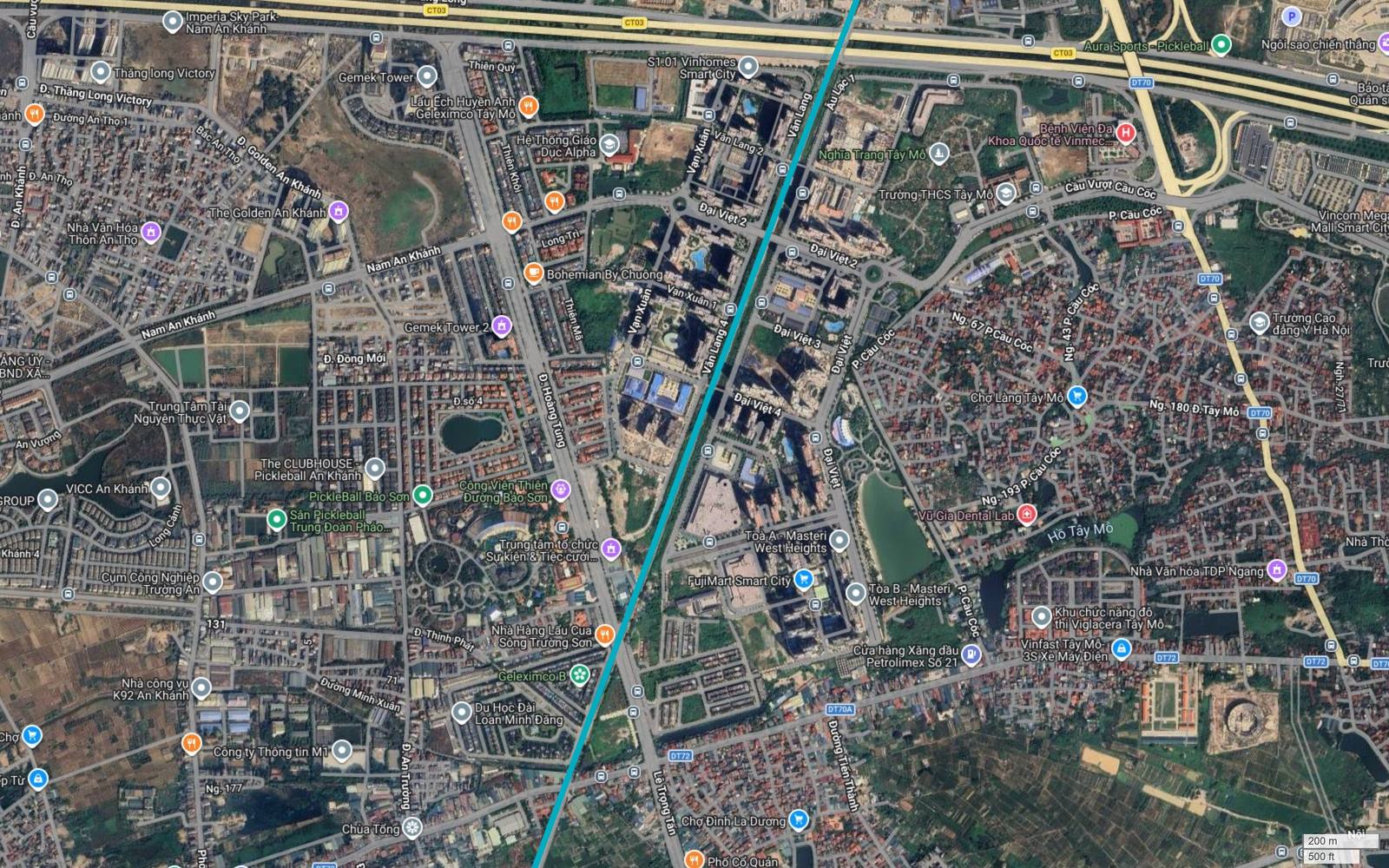 Bản đồ tuyến metro số 6 Hà Nội xuyên lõi khu đô thị Tây Mỗ, giữa các phân khu Vạn Xuân, Văn Lang, Đại Việt và tòa Masteri West Heights