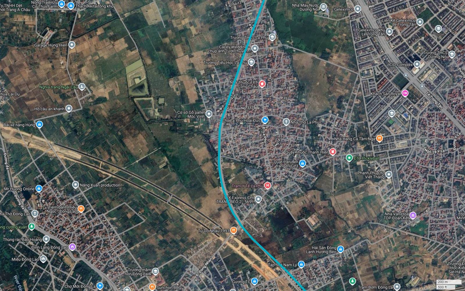 Tuyến metro số 6 Hà Nội xuyên làng nghề La Phù với nhà xưởng dệt kim xây sát nhau, cạnh Chợ La Phù Hoài Đức và Nhà Thờ La Phù