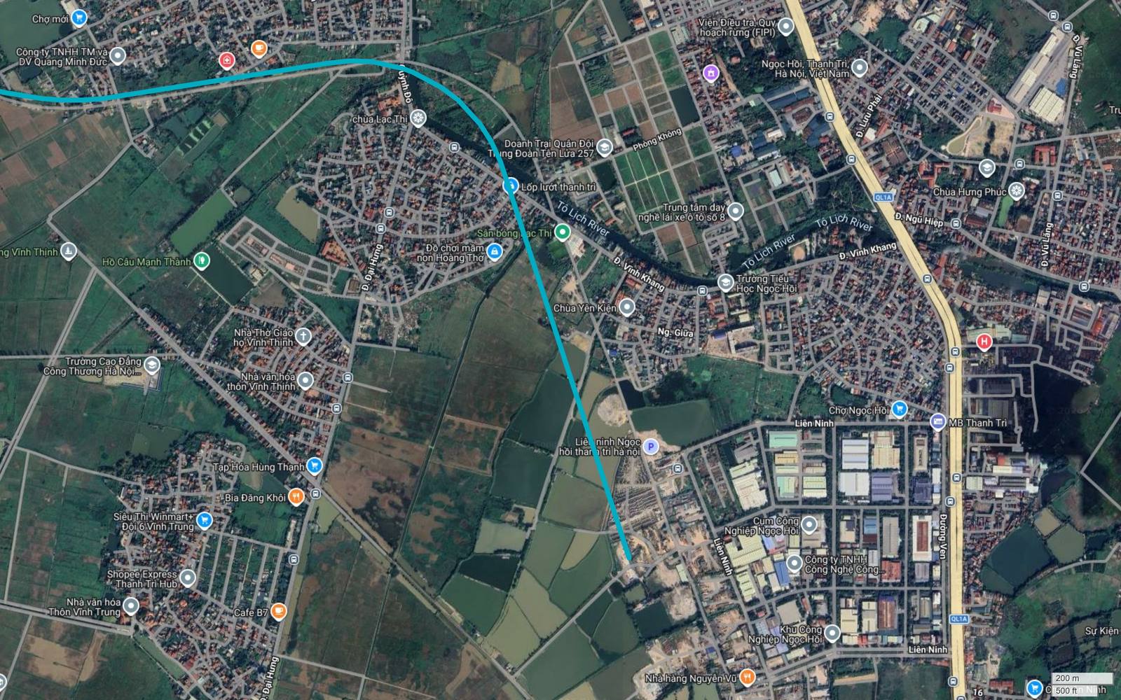 Điểm cuối tuyến metro số 6 Hà Nội tại Liên Ninh, Ngọc Hồi, Thanh Trì trên vùng ruộng trống sát Cụm Công Nghiệp Ngọc Hồi
